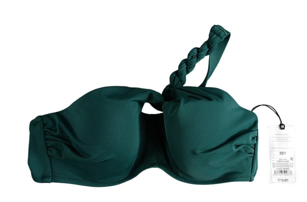Shade & Shore Swimwear Women 32B Green Bikini Top Underwire Padded Swimsuit NWT